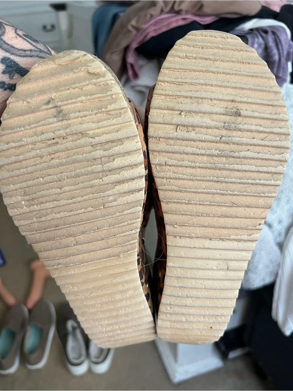 Corkys Leopard Print Wedge Slides - Tan & Black